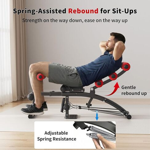 جهاز seanleecore Ab مع جهاز القرفصاء، مدرب عضلات البطن متعدد الوظائف قابل للتعديل، مقعد تمرين البطن للجيم المنزلي، جهاز الجلوس للبطن والأرداف، كرسي تمرين لتمرين الجسم بالكامل in Kuwait