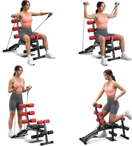 جهاز seanleecore Ab مع جهاز القرفصاء، مدرب عضلات البطن متعدد الوظائف قابل للتعديل، مقعد تمرين البطن للجيم المنزلي، جهاز الجلوس للبطن والأرداف، كرسي تمرين لتمرين الجسم بالكامل in Kuwait