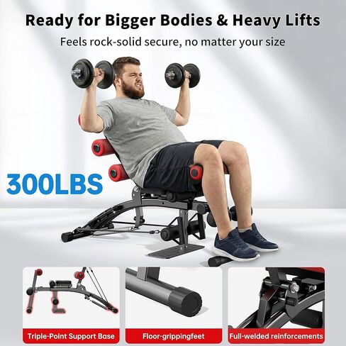 جهاز seanleecore Ab مع جهاز القرفصاء، مدرب عضلات البطن متعدد الوظائف قابل للتعديل، مقعد تمرين البطن للجيم المنزلي، جهاز الجلوس للبطن والأرداف، كرسي تمرين لتمرين الجسم بالكامل in Kuwait