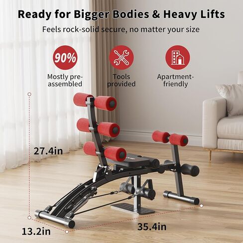 جهاز seanleecore Ab مع جهاز القرفصاء، مدرب عضلات البطن متعدد الوظائف قابل للتعديل، مقعد تمرين البطن للجيم المنزلي، جهاز الجلوس للبطن والأرداف، كرسي تمرين لتمرين الجسم بالكامل in Kuwait