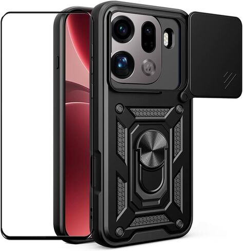 علبة لـ Realme 14 Pro 5G مع واقي شاشة زجاجي مقسى ، نافذة كاميرا منزلق ، Kickstand ، غطاء هاتف ثنائي الطبقة مضاد للصدمات ، GOLD ROED in Saudi Arabia