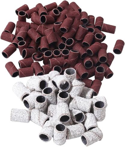 100Pcs Manicure Sanding Bands Set Professional Nail Grinding Sleeves for Gel Polish Removal 180# Brown 120# White Grit for Salon Use in Saudi Arabia