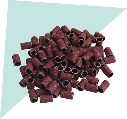 100Pcs Manicure Sanding Bands Set Professional Nail Grinding Sleeves for Gel Polish Removal 180# Brown 120# White Grit for Salon Use in Saudi Arabia