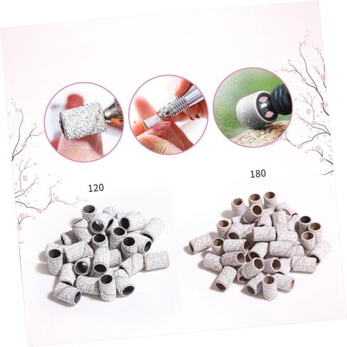 100Pcs Manicure Sanding Bands Set Professional Nail Grinding Sleeves for Gel Polish Removal 180# Brown 120# White Grit for Salon Use in Saudi Arabia