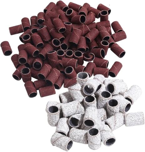 100Pcs Manicure Sanding Bands Set Professional Nail Grinding Sleeves for Gel Polish Removal 180# Brown 120# White Grit for Salon Use in Saudi Arabia