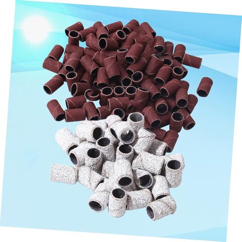 100Pcs Manicure Sanding Bands Set Professional Nail Grinding Sleeves for Gel Polish Removal 180# Brown 120# White Grit for Salon Use in Saudi Arabia