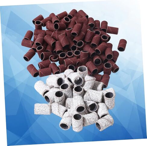 100Pcs Manicure Sanding Bands Set Professional Nail Grinding Sleeves for Gel Polish Removal 180# Brown 120# White Grit for Salon Use in Saudi Arabia