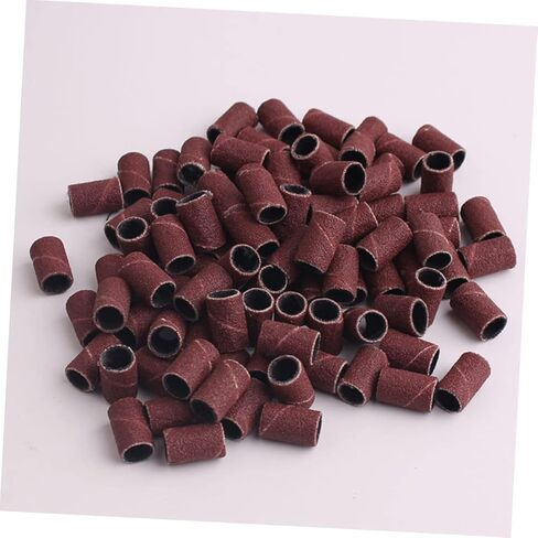 100Pcs Manicure Sanding Bands Set Professional Nail Grinding Sleeves for Gel Polish Removal 180# Brown 120# White Grit for Salon Use in Saudi Arabia
