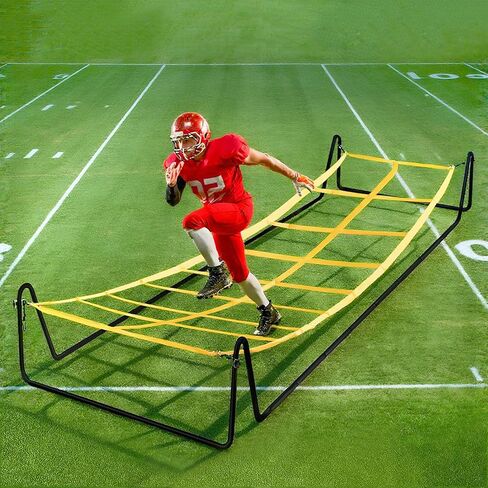 Soulchen 17 x 5 ft Running Ropes/Agility Ladder Soccer Footwork Training Net Adjustable Height Speed Ladder Basketball Football Soccer Training Equipment Fitness Workout Equipment for Youth Adults in Saudi Arabia