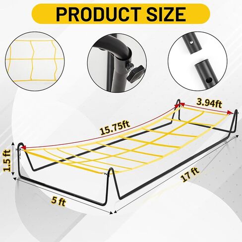 Soulchen 17 x 5 ft Running Ropes/Agility Ladder Soccer Footwork Training Net Adjustable Height Speed Ladder Basketball Football Soccer Training Equipment Fitness Workout Equipment for Youth Adults in Saudi Arabia