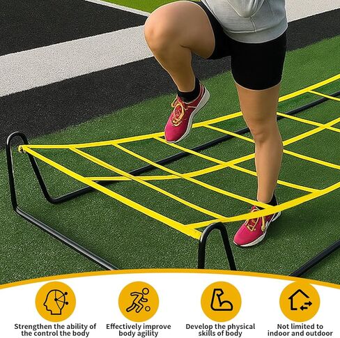 Soulchen 17 x 5 ft Running Ropes/Agility Ladder Soccer Footwork Training Net Adjustable Height Speed Ladder Basketball Football Soccer Training Equipment Fitness Workout Equipment for Youth Adults in Saudi Arabia