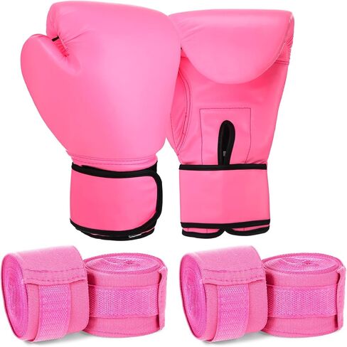 Junkin 6 Pcs Boxing Set 1 Pair of 16oz Gloves and 4 Pcs 118 in Hand Wraps for Adult Boxing Training Shockproof Gloves Training Beginner Practice Muay Thai Kickboxing Gift in Saudi Arabia