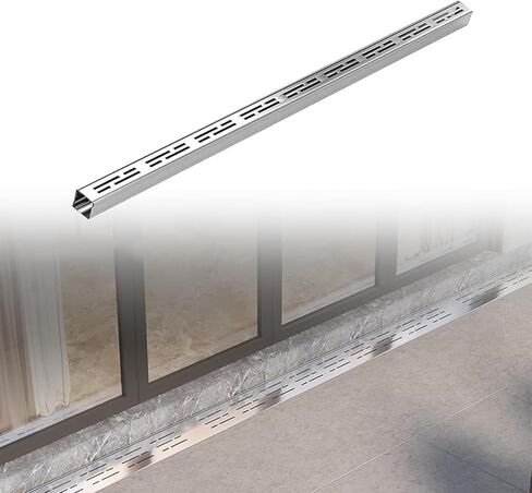 Narrow Stainless Steel Channel Drain Grate System - Heavy Duty Slimline Drain Kit for Low Profile Patios & Yards, 20x5cm (7.9x2in) - Versatile Splicable Gutter Solution in Kuwait