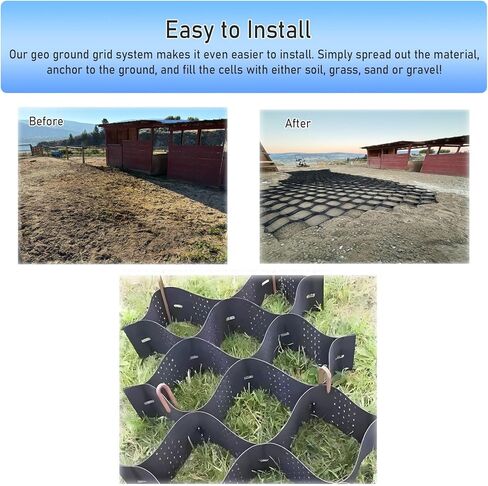 Durable 4x9m Expandable Polyethylene Ground Grid | Foldable Grass Paver for Garden Path & Shed Flooring | Customizable Permeable Gravel Stabilizer Mat in Kuwait