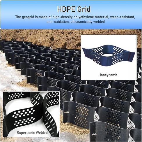 Durable 4x9m Expandable Polyethylene Ground Grid | Foldable Grass Paver for Garden Path & Shed Flooring | Customizable Permeable Gravel Stabilizer Mat in Kuwait