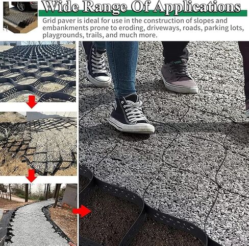 Geo Grid Driveway Stabilization - 2" Thick HDPE Ground Grid, 3ft to 30ft Sizes, Gravel, Slope Support, Durable Polyethylene Geo Cell Grid for Driveway & Landscaping in Saudi Arabia
