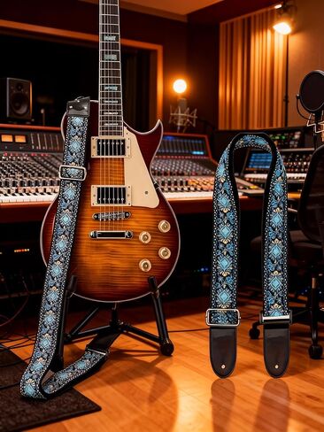 Acoustic Electric Guitar Strap Soft Wide Printed Pattern Adjustable Shoulder Belt Durable for Long Practice in Saudi Arabia