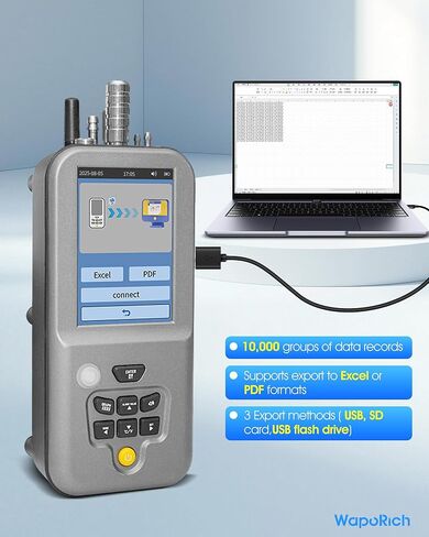 Dust Particle Counter, WapoRich PM2.5 PM10 Particle Counter Meter with Tuya APP, Detects 0.3/0.5/1.0/2.5/5.0/10µm, AQI Air Quality Monitor w/Temp & Humidity for Indoor Cleanroom in Kuwait