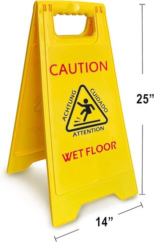 8NET 12-Pack Caution Wet Floor Sign with Graphic, 25’’ Height, Durable Solid Plastic, Double Sided English/Spanish Wet Floor Caution Stand for Indoors and Outdoors, Avoid Fall & Slip Accident in Kuwait