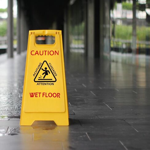 8NET 12-Pack Caution Wet Floor Sign with Graphic, 25’’ Height, Durable Solid Plastic, Double Sided English/Spanish Wet Floor Caution Stand for Indoors and Outdoors, Avoid Fall & Slip Accident in Kuwait