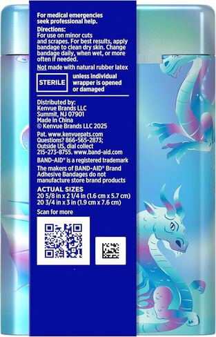 BAND-AID Brand Flexible Fabric Adhesive Bandages, Comfortable Flexible Protection & Wound Care for Minor Cuts & Scrapes, First Aid Bandage with a Magic Shimmer Design, Assorted Sizes, 40 ct in Saudi Arabia