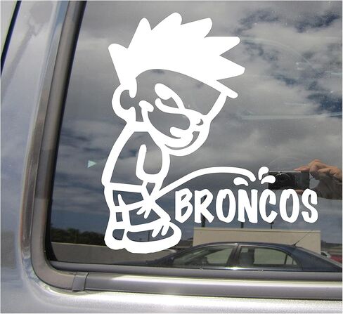 Boy Pee On Broncos - Funny Humorous Piss On Car Truck Van Moped Helmet Hard Hat Auto Automotive Craft Cup Tumbler Laptop Vinyl Decal Bumper Window Wall Sticker 02171 in Kuwait