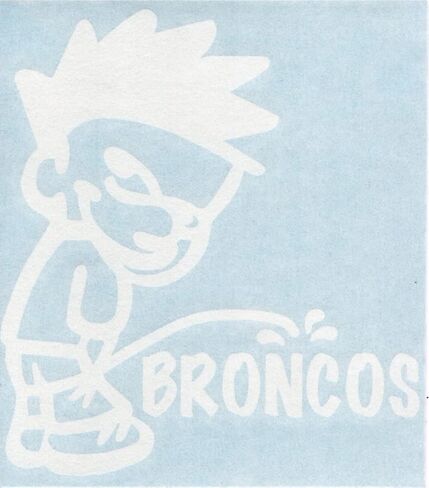 Boy Pee On Broncos - Funny Humorous Piss On Car Truck Van Moped Helmet Hard Hat Auto Automotive Craft Cup Tumbler Laptop Vinyl Decal Bumper Window Wall Sticker 02171 in Kuwait