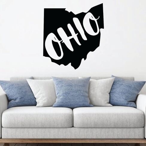 Ohio Vinyl Wall Decal | State Silhouette | Decor for Home, Classroom, Family Room, or Office | Removable Stickers | Custom Sizes and Colors Fit Any Themed Living Space | Black, Red, White, Gray in Kuwait