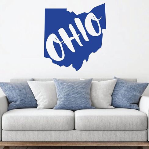 Ohio Vinyl Wall Decal | State Silhouette | Decor for Home, Classroom, Family Room, or Office | Removable Stickers | Custom Sizes and Colors Fit Any Themed Living Space | Black, Red, White, Gray in Kuwait