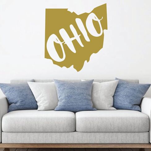 Ohio Vinyl Wall Decal | State Silhouette | Decor for Home, Classroom, Family Room, or Office | Removable Stickers | Custom Sizes and Colors Fit Any Themed Living Space | Black, Red, White, Gray in Kuwait