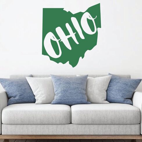 Ohio Vinyl Wall Decal | State Silhouette | Decor for Home, Classroom, Family Room, or Office | Removable Stickers | Custom Sizes and Colors Fit Any Themed Living Space | Black, Red, White, Gray in Kuwait