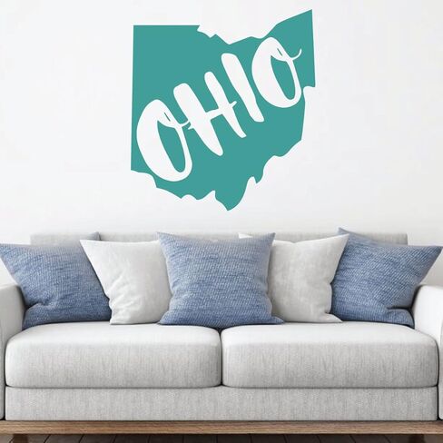 Ohio Vinyl Wall Decal | State Silhouette | Decor for Home, Classroom, Family Room, or Office | Removable Stickers | Custom Sizes and Colors Fit Any Themed Living Space | Black, Red, White, Gray in Kuwait