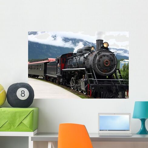 Wallmonkeys Steam Engine Train Leaving The Station Wall Decal Peel and Stick Graphic WM118291 (36 in W x 24 in H) in Kuwait
