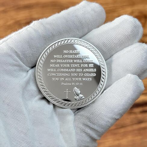 Saint Michael Watches Over Us Challenge Coin – Zinc Alloy Commemorative Coin – 3D Engraved Pocket Token Medallion for Collectors – Veterans Law Enforcement Military Police First Responder Gift in Kuwait