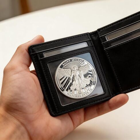 Saint Michael Watches Over Us Challenge Coin – Zinc Alloy Commemorative Coin – 3D Engraved Pocket Token Medallion for Collectors – Veterans Law Enforcement Military Police First Responder Gift in Kuwait