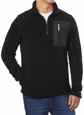 HI-TEC Men’s Thermo Fleece ¼ Zip Pullover Sweater, Black, Medium in Saudi Arabia