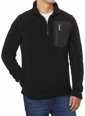 HI-TEC Men’s Thermo Fleece ¼ Zip Pullover Sweater, Black, Medium in Saudi Arabia
