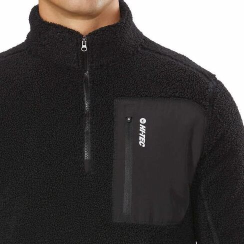 HI-TEC Men’s Thermo Fleece ¼ Zip Pullover Sweater, Black, Medium in Saudi Arabia