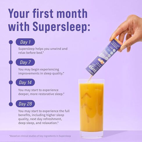 Nello Supersleep, Nighttime Sleep Support Drink Mix, Ashwagandha, Maizinol, L-Glycine, Magnesium Glycinate, Peach Dream (Pack of 20) in Saudi Arabia