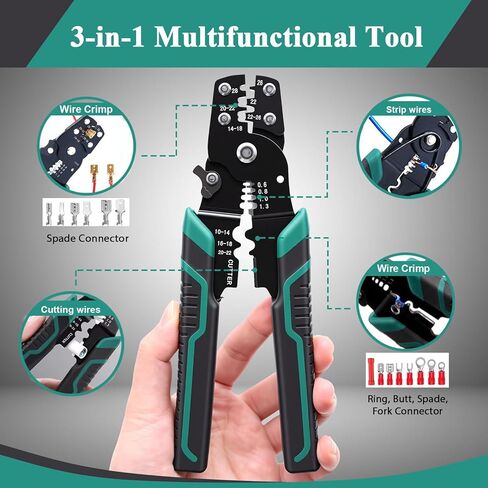 1180 قطعة مجموعة أطراف موصلات الأسلاك مع قاطع الأسلاك وزردية تجعيد ومفك براغي اختبار الجهد الكهربي ومفك براغي أنابيب الانكماش الحراري وموصلات الكابلات الكهربائية المتنوعة وشوكة المجرف بحلقة مؤخرة ذكر/أنثى in Kuwait