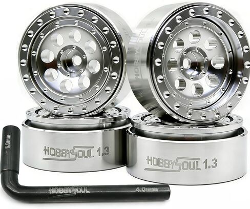 Hobbysoul Brass 1.3 Beadlock Wheels Rims 68G/RIM - إزاحة قابلة للتعديل 1.3 '' Wheels Hex 7mm for 1/18 1/24 RC Crawler TRX4M SCX24 ترقية in Kuwait