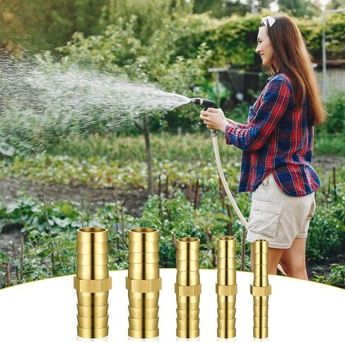 Barbed Hose Fittings, 15PCS 5 Sizes Brass Hose Barb Fitting 1/4" 5/16" 3/8" 1/2" 9/16" (6 mm/8 mm/10 mm/12 mm/14mm) Barb Metals Splicer Mender Fittings for Air, Fuel, Water, Oil Hoses in Saudi Arabia