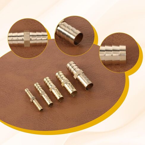 Barbed Hose Fittings, 15PCS 5 Sizes Brass Hose Barb Fitting 1/4" 5/16" 3/8" 1/2" 9/16" (6 mm/8 mm/10 mm/12 mm/14mm) Barb Metals Splicer Mender Fittings for Air, Fuel, Water, Oil Hoses in Saudi Arabia