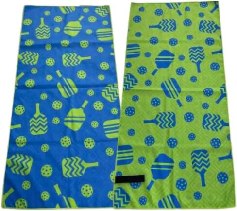 Pickleball Towel – 15x30 Dual-Sided Microfiber Sports Towel – Lightweight, Quick-Dry Athletic Gear for Court Use & Gifts (Blue/Green Paddles) in Saudi Arabia
