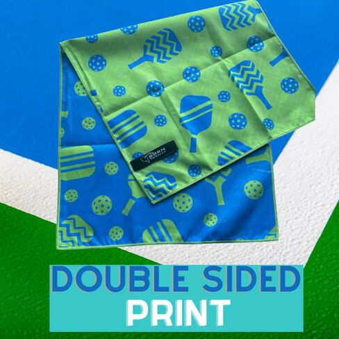 Pickleball Towel – 15x30 Dual-Sided Microfiber Sports Towel – Lightweight, Quick-Dry Athletic Gear for Court Use & Gifts (Blue/Green Paddles) in Saudi Arabia