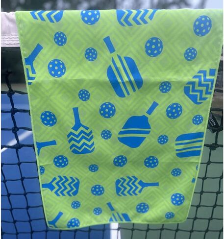 Pickleball Towel – 15x30 Dual-Sided Microfiber Sports Towel – Lightweight, Quick-Dry Athletic Gear for Court Use & Gifts (Blue/Green Paddles) in Saudi Arabia