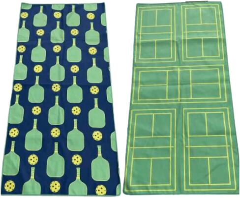 Pickleball Towel – 15x30 Dual-Sided Microfiber Sports Towel – Lightweight, Quick-Dry Athletic Gear for Court Use & Gifts (Blue/Green Paddles) in Saudi Arabia