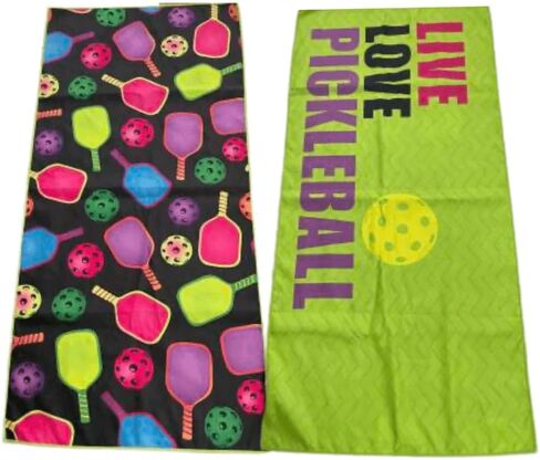 Pickleball Towel – 15x30 Dual-Sided Microfiber Sports Towel – Lightweight, Quick-Dry Athletic Gear for Court Use & Gifts (Blue/Green Paddles) in Saudi Arabia