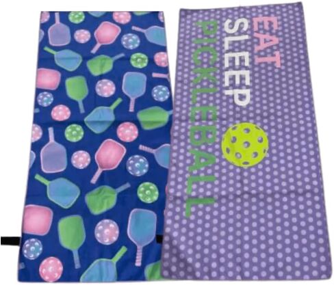 Pickleball Towel – 15x30 Dual-Sided Microfiber Sports Towel – Lightweight, Quick-Dry Athletic Gear for Court Use & Gifts (Blue/Green Paddles) in Saudi Arabia