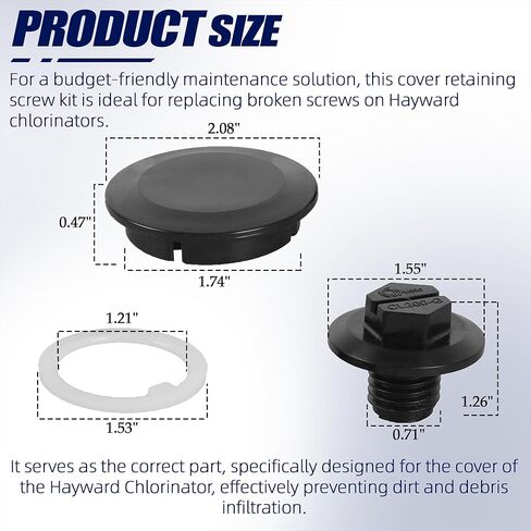 برغي الاحتفاظ بغطاء CLX200EGA مع غسالات منزلقة وقطع غيار غطاء مركزي لهايوارد - يناسب نماذج وحدة التغذية الكيميائية للكلور هايوارد CL200 CL220، ملحقات حمام السباحة بغطاء برغي الاحتفاظ in Kuwait